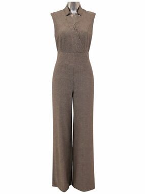 Le Chateau Sleeveless Jumpsuit Wide Leg Taupe Brown Small